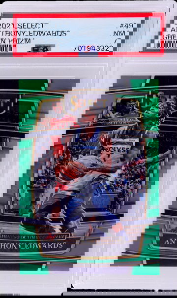 2021 Panini Select Green Prizm Anthony Edwards #49 Concourse 1/5 PSA 7