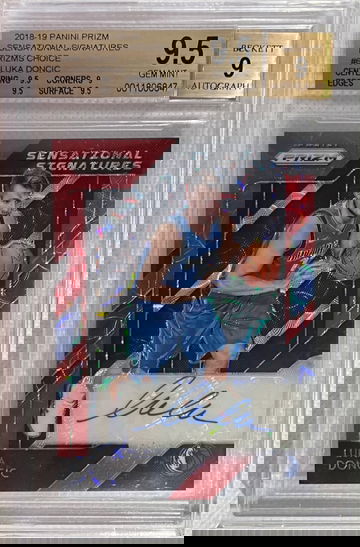 2018-19 Panini Prizm Sensational Signatures Luka Doncic #63 Red Choice Rookie RC Auto BGS 9.5 Gem Mint 9 Autograph Mavs