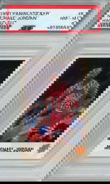 1990-91 Panini Stickers #K Michael Jordan Bulls HOF PSA 8