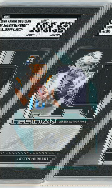 2020 Obsidian JUSTIN HERBERT Rookie Patch /100 Auto RPA #204 SGC 10/8.5