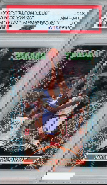 1992 STADIUM CLUB BEAM TEAM PATRICK EWING #18 MEMBERS ONLY HOF PSA 8 NM-MT