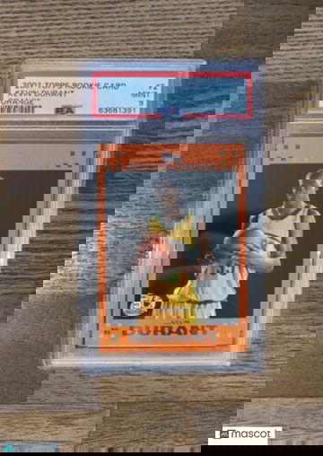 Kevin Durant 2007 Topps Rookie Card ORANGE RC #2 Brooklyn Nets - PSA 9