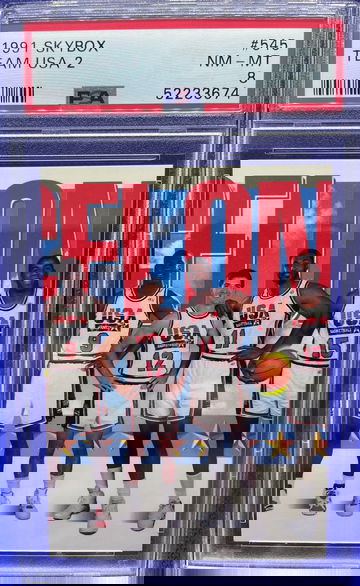 1991 Skybox Dream Team USA 2 545 NMMT PSA 8 Michael Jordan Stockton Malone Magic