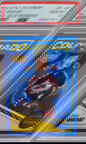 2019-20 OPC Platinum Cale Makar RC #R-84 Retro Blue Rainbow /149 PSA 10