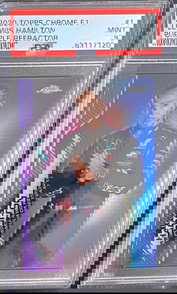 2020 Topps Chrome Formula 1 F1 Lewis Hamilton Purple Refractor PSA 9 