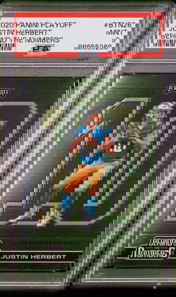 2020 Justin Herbert Playoff Behind the Numbers BTN26 Rookie RC PSA 9