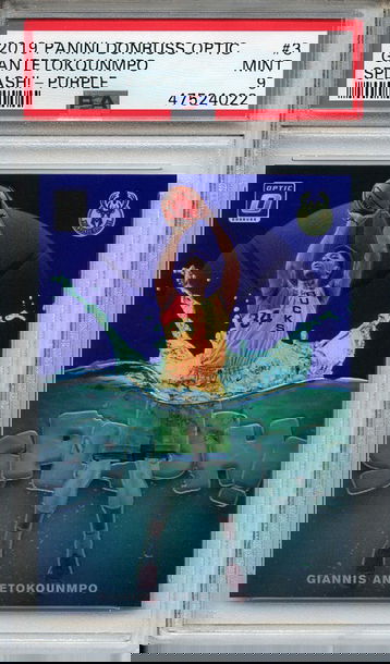 Giannis Antetokounmpo 2019-20 Panini Donruss Optic Splash #3 Purple Prizm PSA 9 Mint! 4022