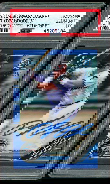 2019 Bowman Chrome PEYTON BURDICK Blue Refractor Auto RC PSA 10 Autograph #091/150 Miami Marlins