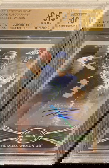 2012 Topps Chrome Russell Wilson Auto Rc BGS 9.5 True Gem + Low Pop 
