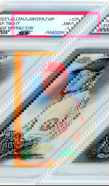 2022 Allen & Ginter Chrome #35 Mike Trout Orange Refractor PSA 9 MINT!