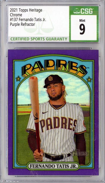 2021 Topps Heritage Chrome Purple Refractor Fernando Tatis Jr. CSG 9 Mint