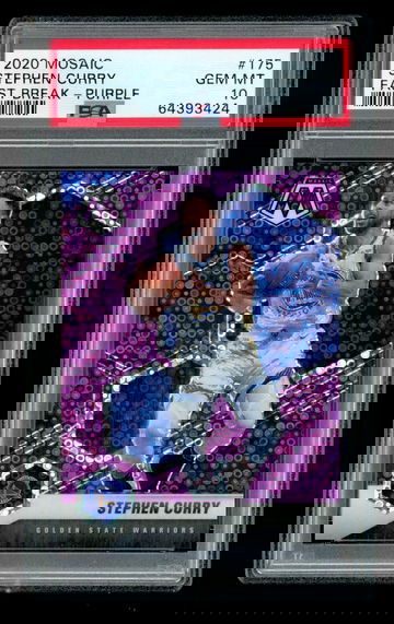 2020 Panini Mosaic Stephen Steph Curry Fast Break Purple /50 PSA 10