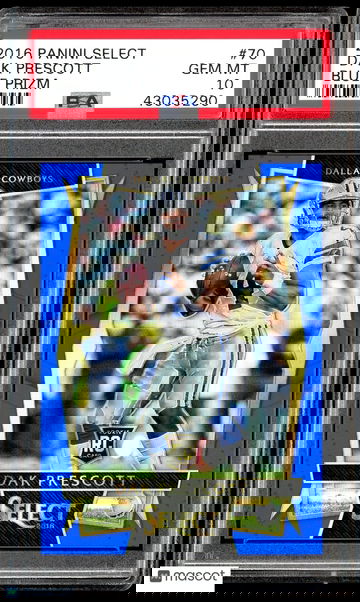 PSA 10/POP 20 2016 PANINI SELECT BLUE PRIZM/150 Dak Prescott ROOKIE CARD #70 RC