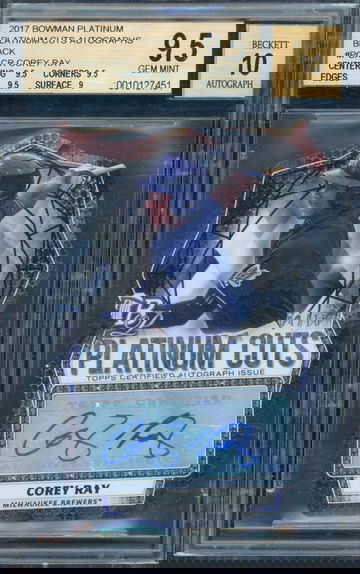 2017 Bowman Platinum Cuts Corey Ray Black /10 BGS 9.5/10