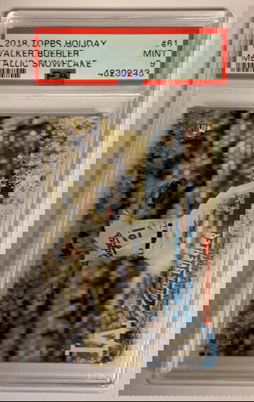 2018 Topps Holiday WALKER BUEHLER Metallic Snowflake Rookie RC Dodger PSA 9 MINT