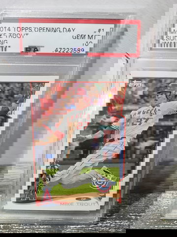 2014 Topps Opening Day Mike trout Sliding psa 10