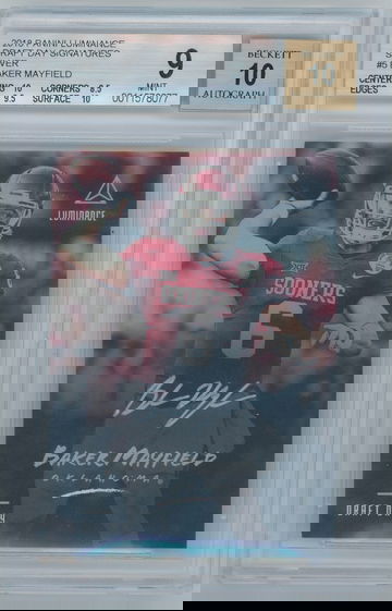 Baker Mayfield 2018 Panini Luminance #5 Rookie Auto Silver BGS 9 10 w/(2) 10 Subs!