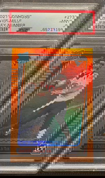 2021 Donruss Davis Mills Jersey Number 04/10 PSA 9