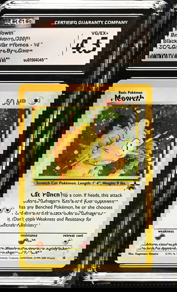 2000 Pokemon Black Star Promos Game Boy Meowth #10 CGC 4.5