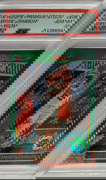 2019 Hoops Premium Stock Cameron Johnson Green Prizm PSA 10 
