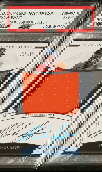 2019 National Treasures Rookie Material Signatures Rps Noah Fant #RMSNF /49 PSA 9