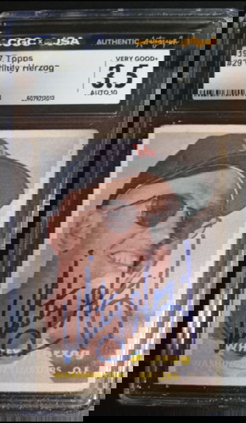 1957 Topps #29 Whitey Herzog RC CGC 3.5 JSA Auto 10