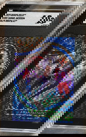 2020 Lamar Jackson /49 Blue Prizm Select SGC 10