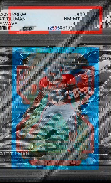 2021 Panini Prizm Blue Wave Prizm Pat Tillman #83 /199 PSA 8