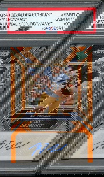 2024 Panini Prizm Draft Picks Sensational Signatures #SSRLD Riley Leonard Orange Wave PSA 10