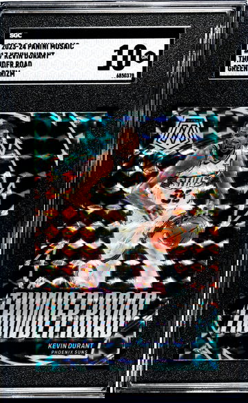2023-24 Panini Mosaic #17 Kevin Durant Thunder Road Green Prizm SGC 10