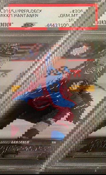 2015-16 UPPER DECK #206 MIKKO RANTANEN YOUNG GUNS RC SP PSA 10 Gem Mint