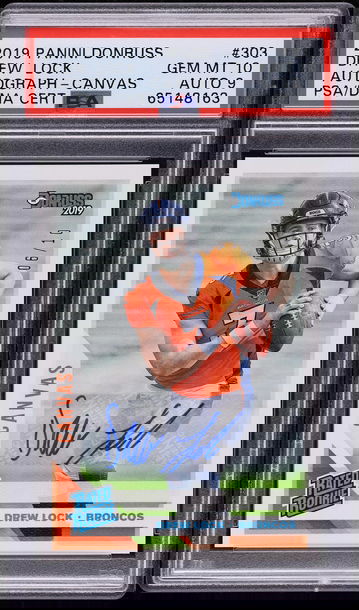 2019 Donruss Canvas Drew Lock ROOKIE AUTO #303 PSA 10 / Auto 9 GEM MINT