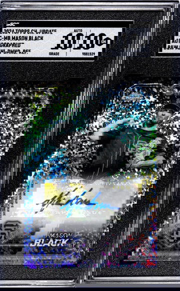 2024 Topps Chrome Update #AC-MB Mason Black Auto. B&W Mini-Dmnd. Ref. SGC 10