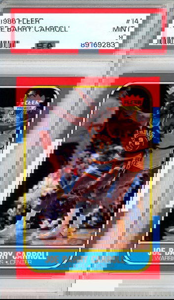 1986 FLEER JOE BARRY CARROLL #14 GOLDEN STATE WARRIORS PSA 9 MINT