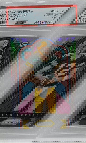 2018 Panini Prizm Aaron Rodgers Stained Glass #SG-2 GEM MINT PSA 10 POP 8