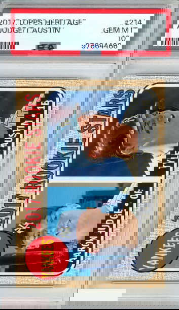 2017 TOPPS HERITAGE AARON JUDGE TYLER AUSTIN #214 ROOKIE RC PSA 10 GEM MT