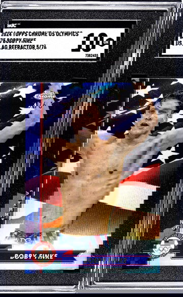 2024 Topps Chrome Us Olympics #75 Bobby Finke Us Flag Refractor /76 SGC 10