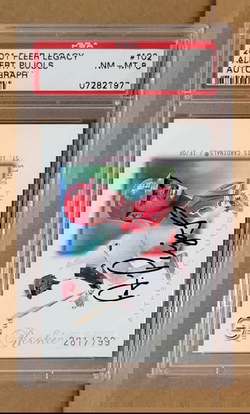 2001 Fleer Legacy Albert Pujols #/799 RC #102 - PSA 8 NM-MT /300 AUTO Rookie