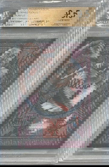 2012-13 Panini Innovation Damian Lillard Stained Glass Purple SSP Rookie Card BGS 9.5