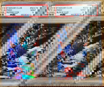 Pete Alonso 2019 Stadium Club (2) Card PSA 9 Lot Chrome Refractor & Black Foil Rookie RC