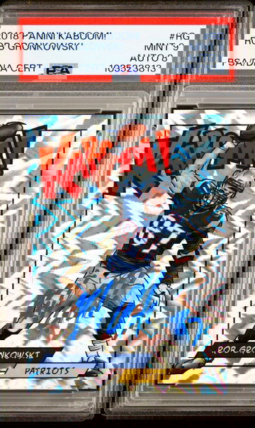 2018 Rob Gronkowski Panini Rewards Kaboom Vertical Holo Auto PSA 9 8 #K-R6 Gronk Autograph KABOOM! SP