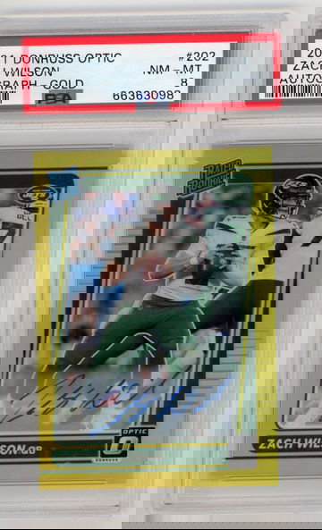 2021 Optic Zach Wilson Autograph - Gold - PSA 8