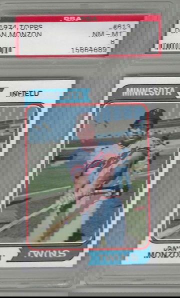 1974 Topps Baseball Card Dan Monzon #613 PSA 8 Minnesota Twins