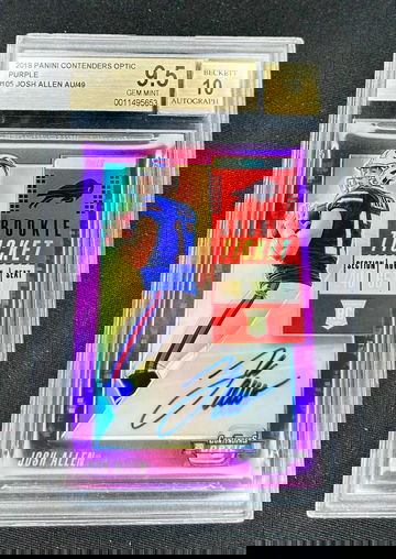 2018 Josh Allen Panini Contenders Optic Purple Prizm Rookie Ticket Auto /49 BGS 9.5 10 #105 SP Autograph