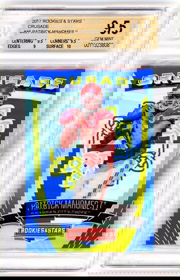 Patrick Mahomes 2017 Panini Rookies & Stars Blue Crusade RC BGS 9.5 Gem Mint