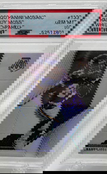 2020 Panini Mosaic Randy Moss White Sparkle PSA 10 POP 1 SSP