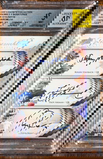 2009 Exquisite Staubach Aikman Romo Ensemble 3 Signatures AUTO #8/10 BGS 9/10 