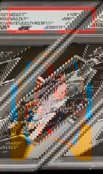 2021 Panini Select Black/White/Gold Prizm 1/1 Darius Bazley #108 PSA 9