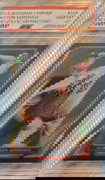 2014 Bowman Chrome Clayton Kershaw Black Static Refractor #/35