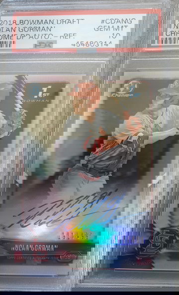 2018 BOWMAN CHROME NOLAN GORMAN REFRACTOR AUTO /499 PSA 10